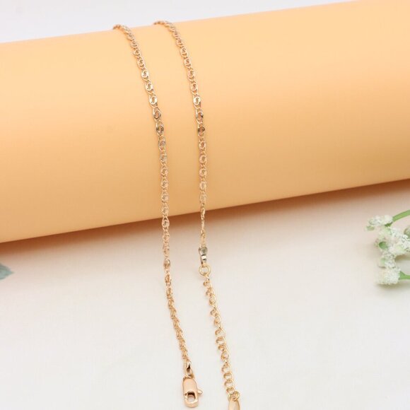 Elegant Rose Gold Necklace with Textured Chain & Adjustable Length, XPNL0402 - Picture 9 of 11
